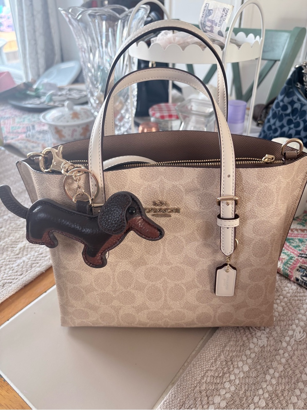 Coach Pale Blush Signature Canvas Tote with Gold Hardware
